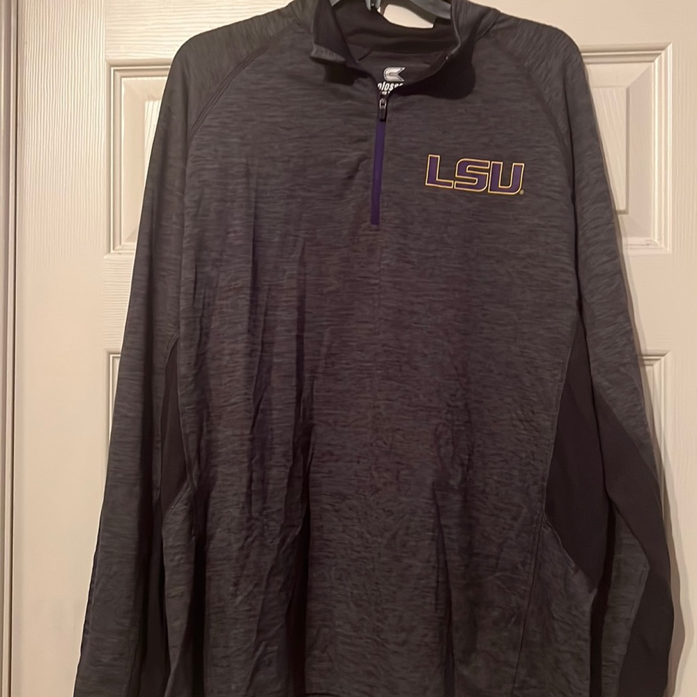 LSU quarter zip long sleeve pullover NO hood